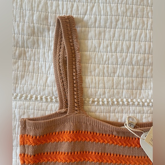 Anthropologie Flat White orange and tan, striped knit set.  NWT - Picture 3 of 6